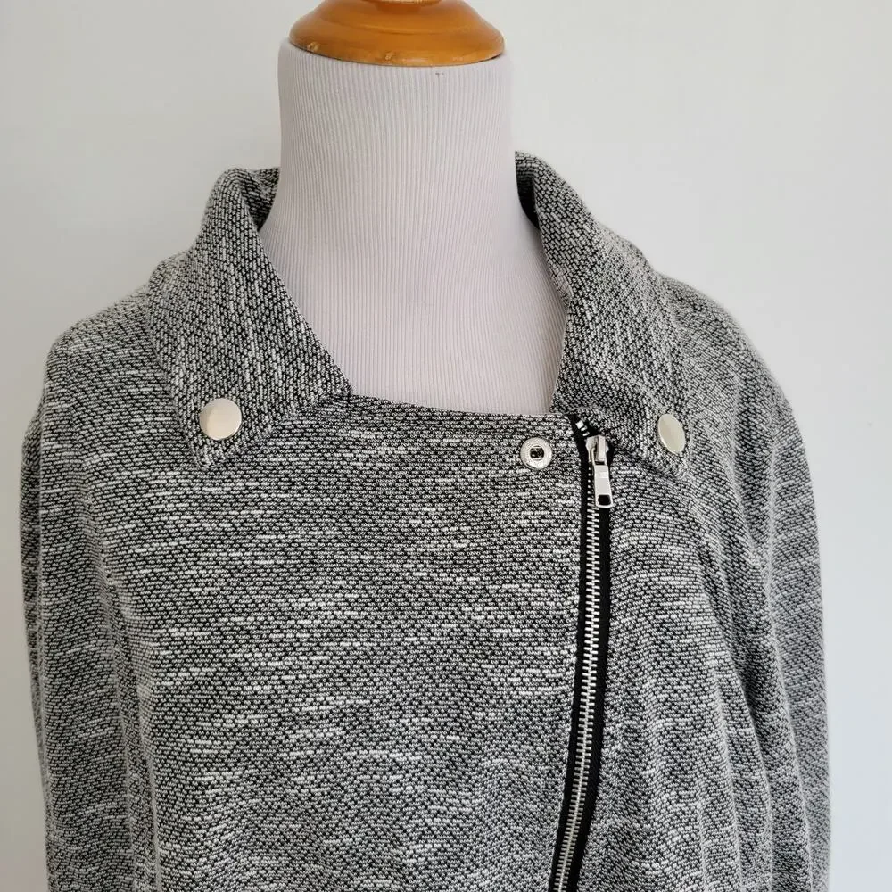 Eloquii Soft Knit Moto Jacket Cropped Gray Stretch Collared Women 22/24